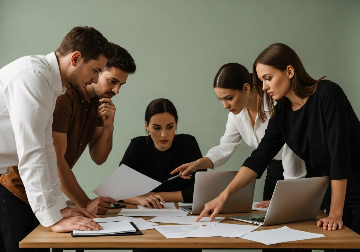 Team discussing client segmentation needs